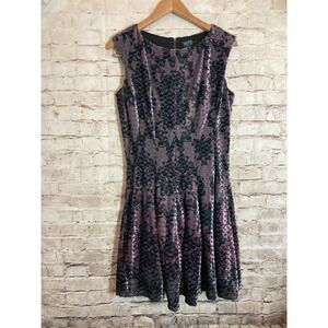 Gabby Skye Dress Womens 10 Velvet Burnout Dark Romantic Purple Textured Flowy‎